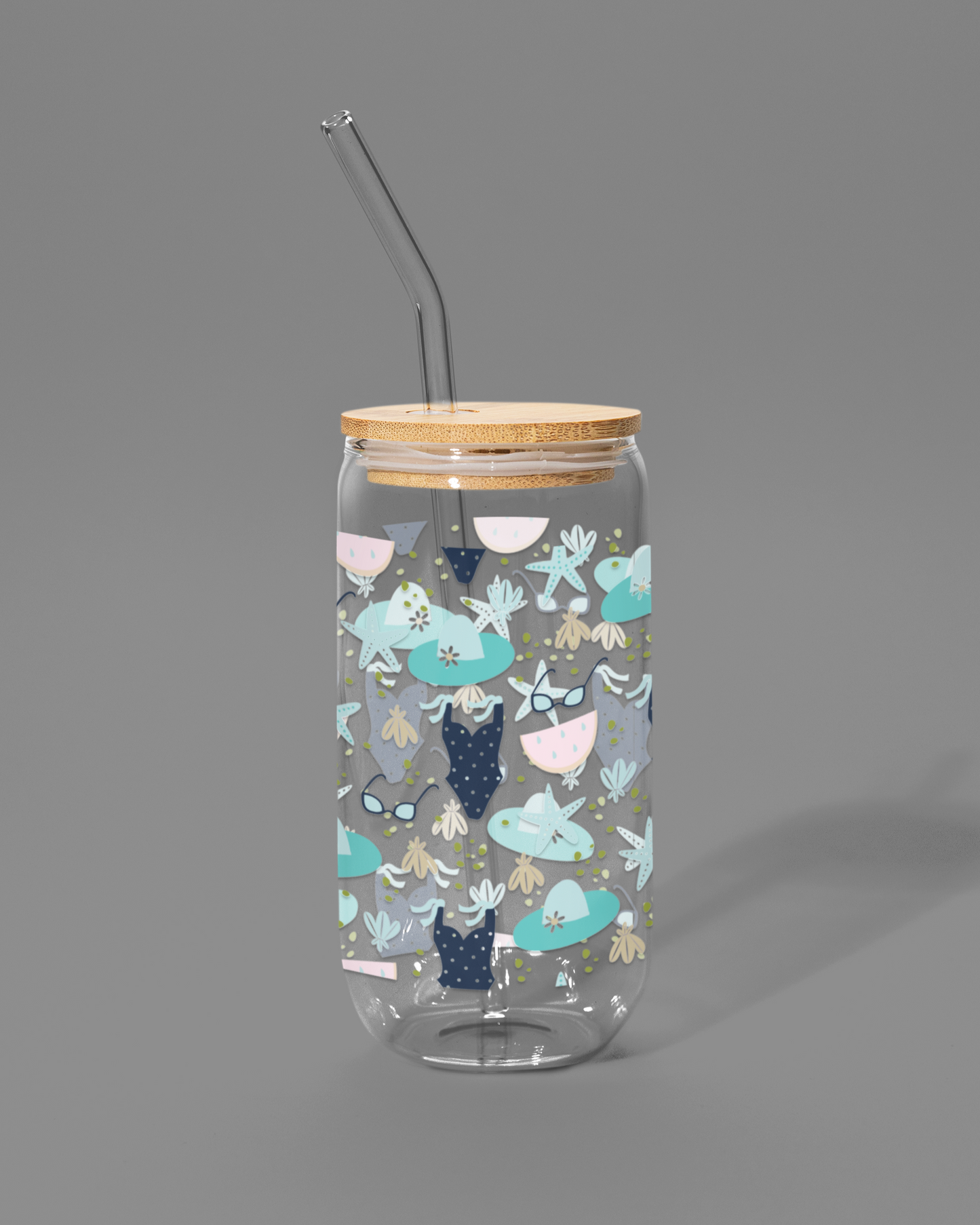 Beachy-themed | Libbey-style Glass Can