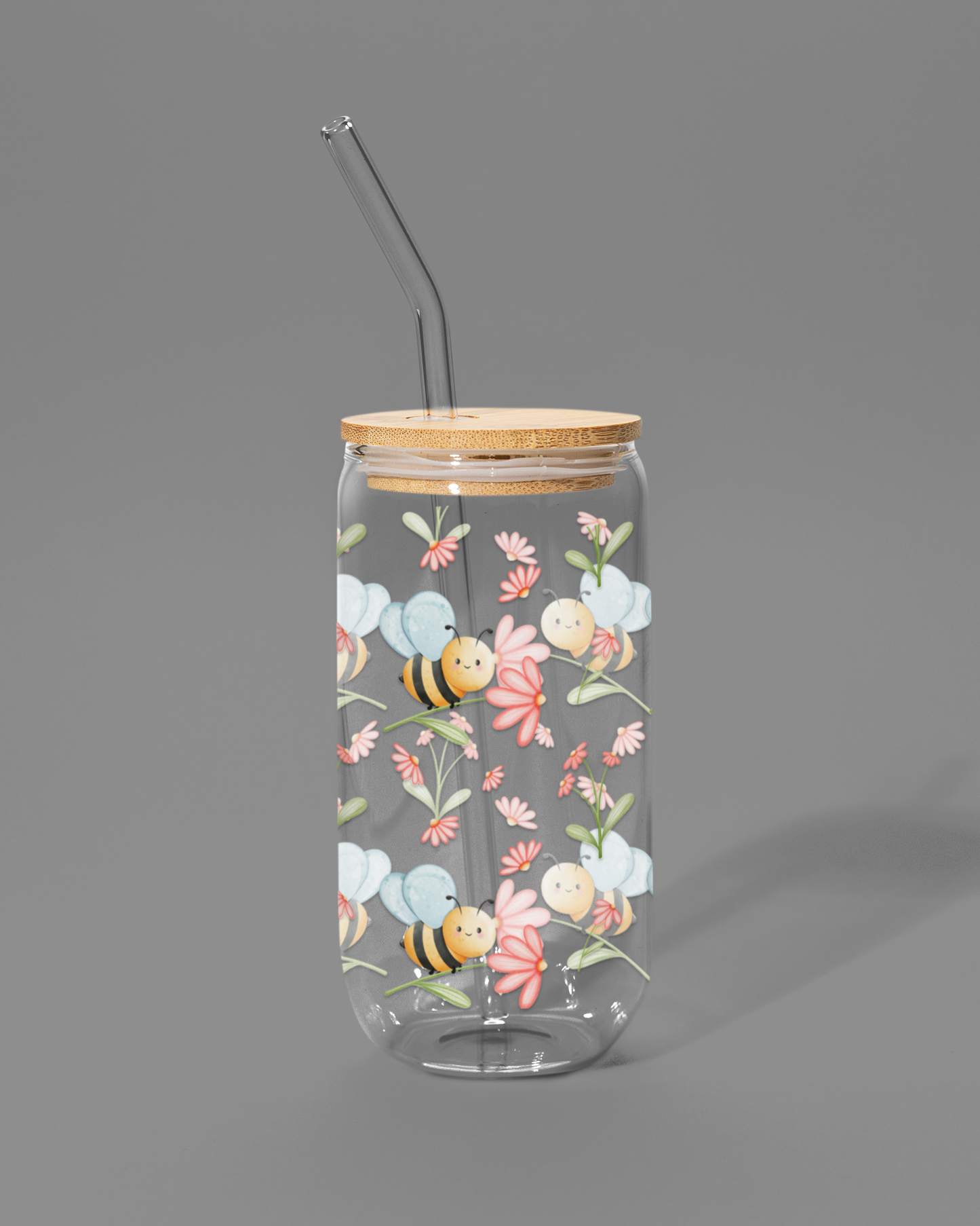 Bees with Flowers | Libbey-style Glass Can