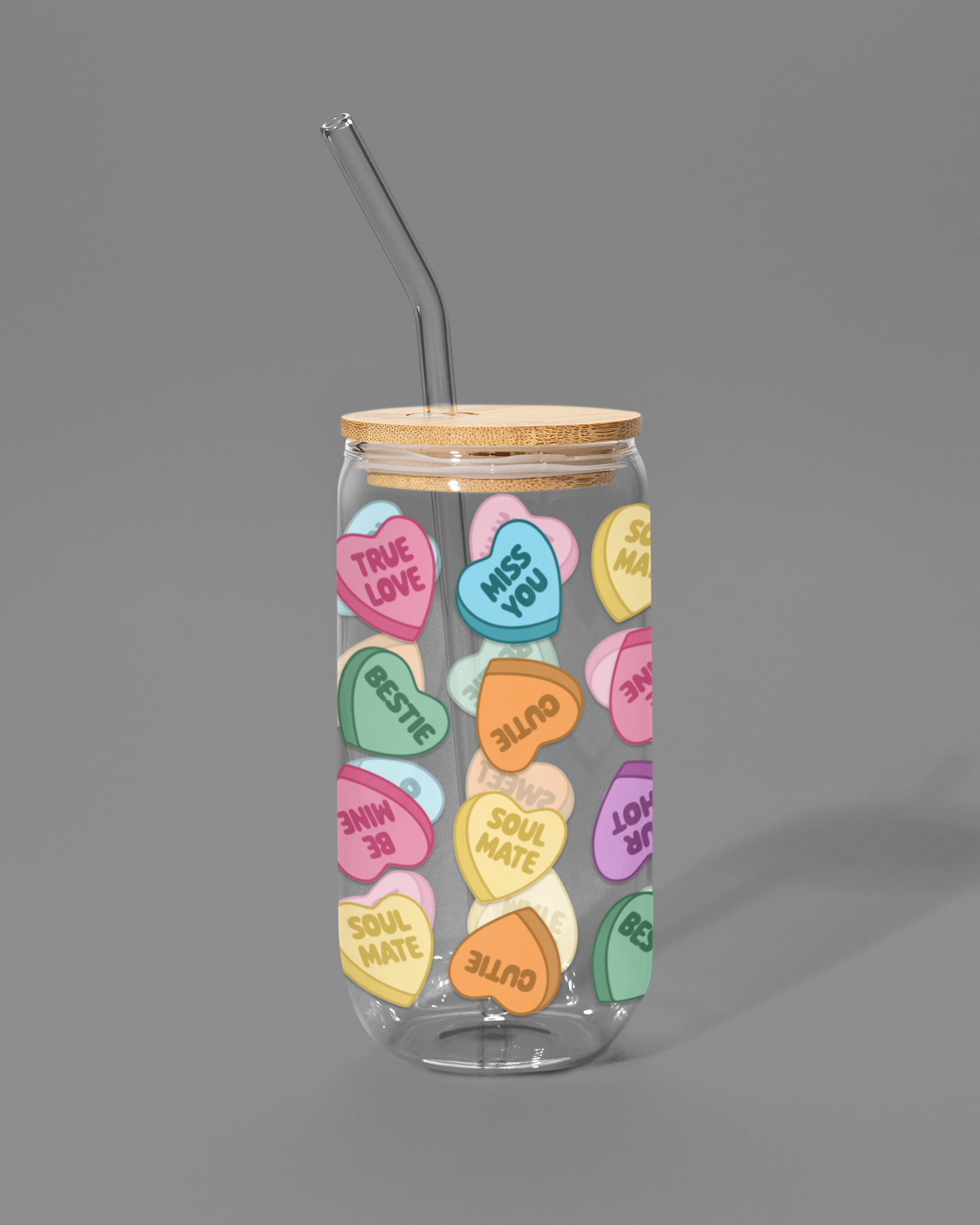 Candy Hearts | Libbey-style Glass Can