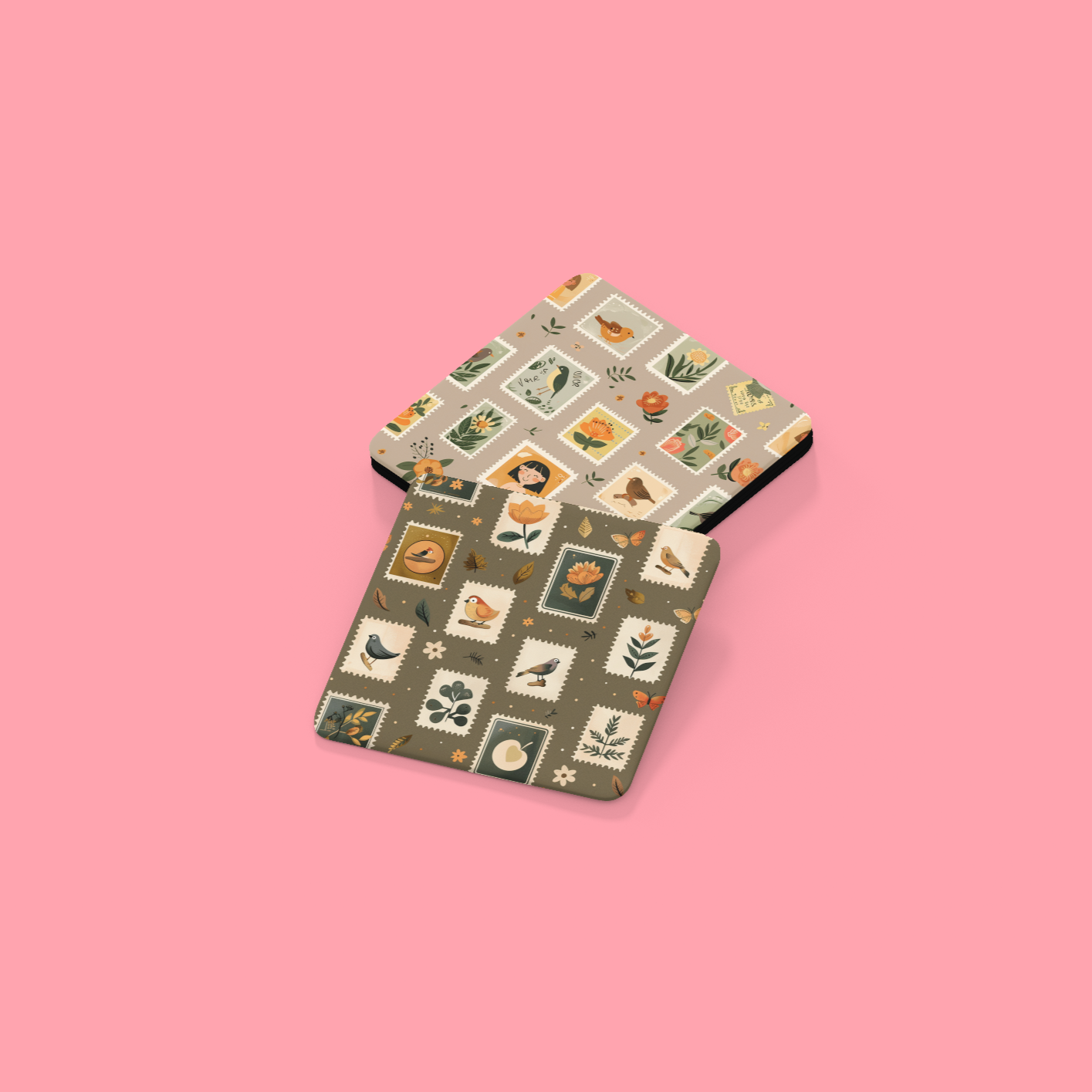 Postage Stamps Square Coaster Set