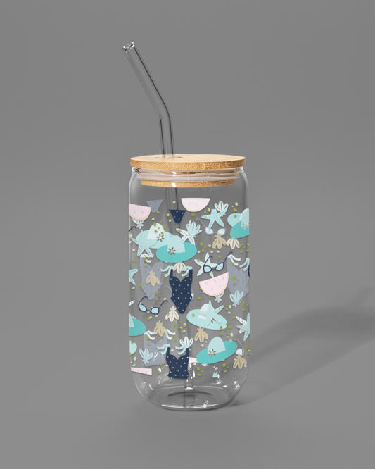 Beachy-themed | Libbey-style Glass Can