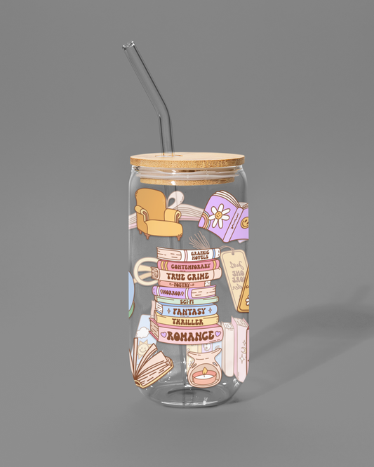 Bookish-themed | Libbey-style Glass Can