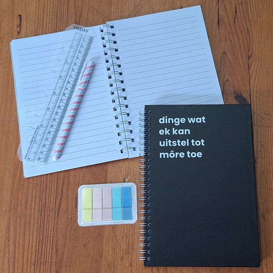 dinge wat ek kan uitsel tot môre toe A5 Notebook