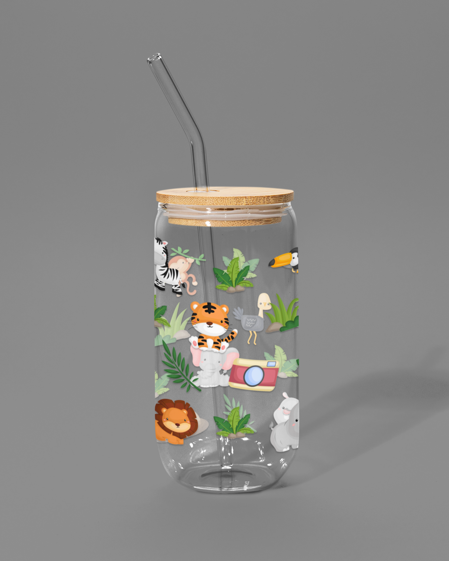 Jungle Wildlife | Libbey-style Glass Can