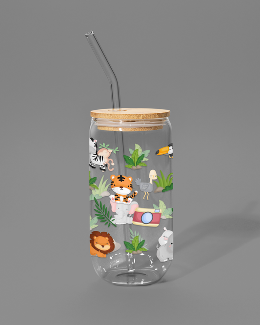 Jungle Wildlife | Libbey-style Glass Can