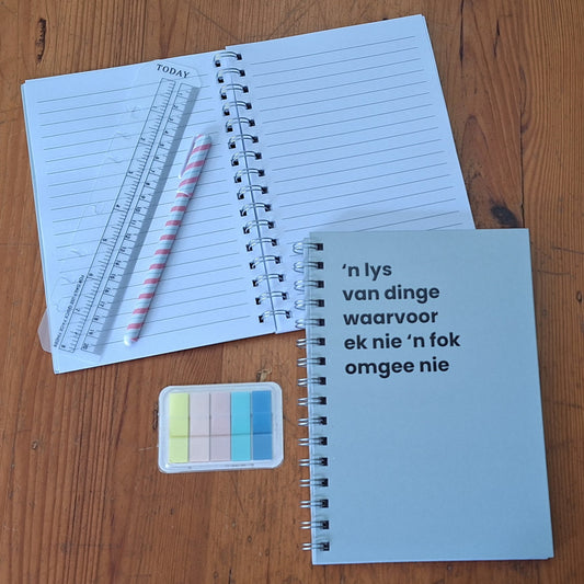 'n lys van dinge waarvoor ek nie 'n fok omgee nie A5 Notebook