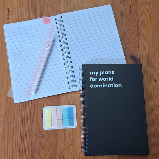 my plans for world domination A5 Notebook