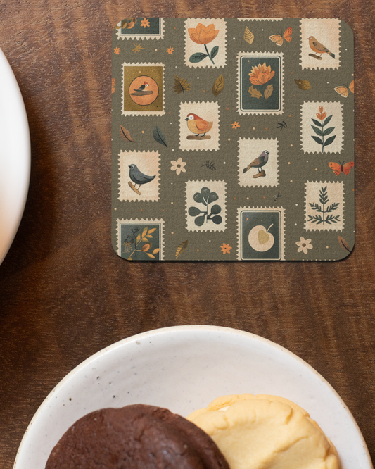 Postage Stamps Square Coaster Set