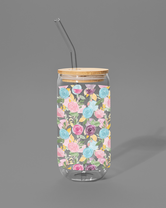 Small Roses | Libbey-style Glass Can