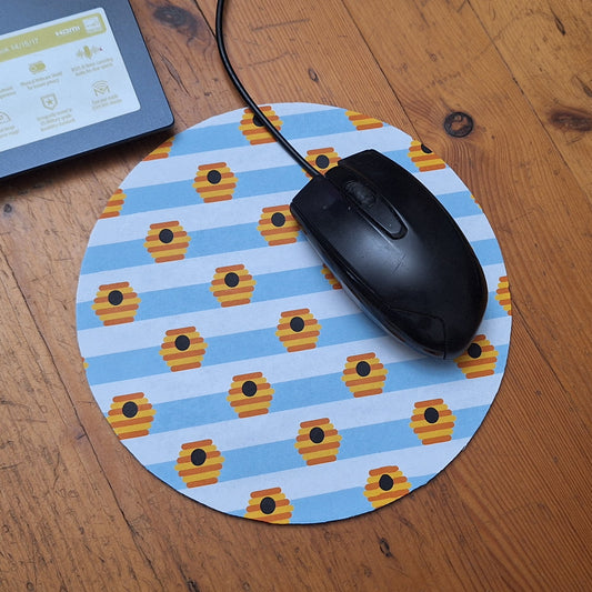 Striped Beehives Round Mousepad