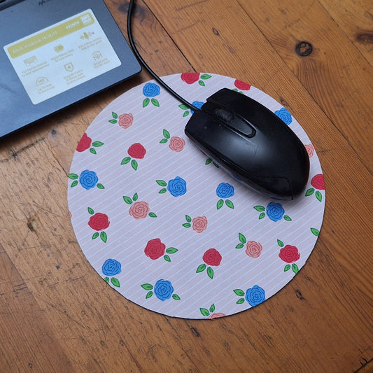 Striped Roses Round Mousepad