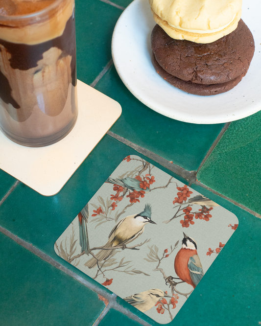 Tree of Birds Square Coaster Set